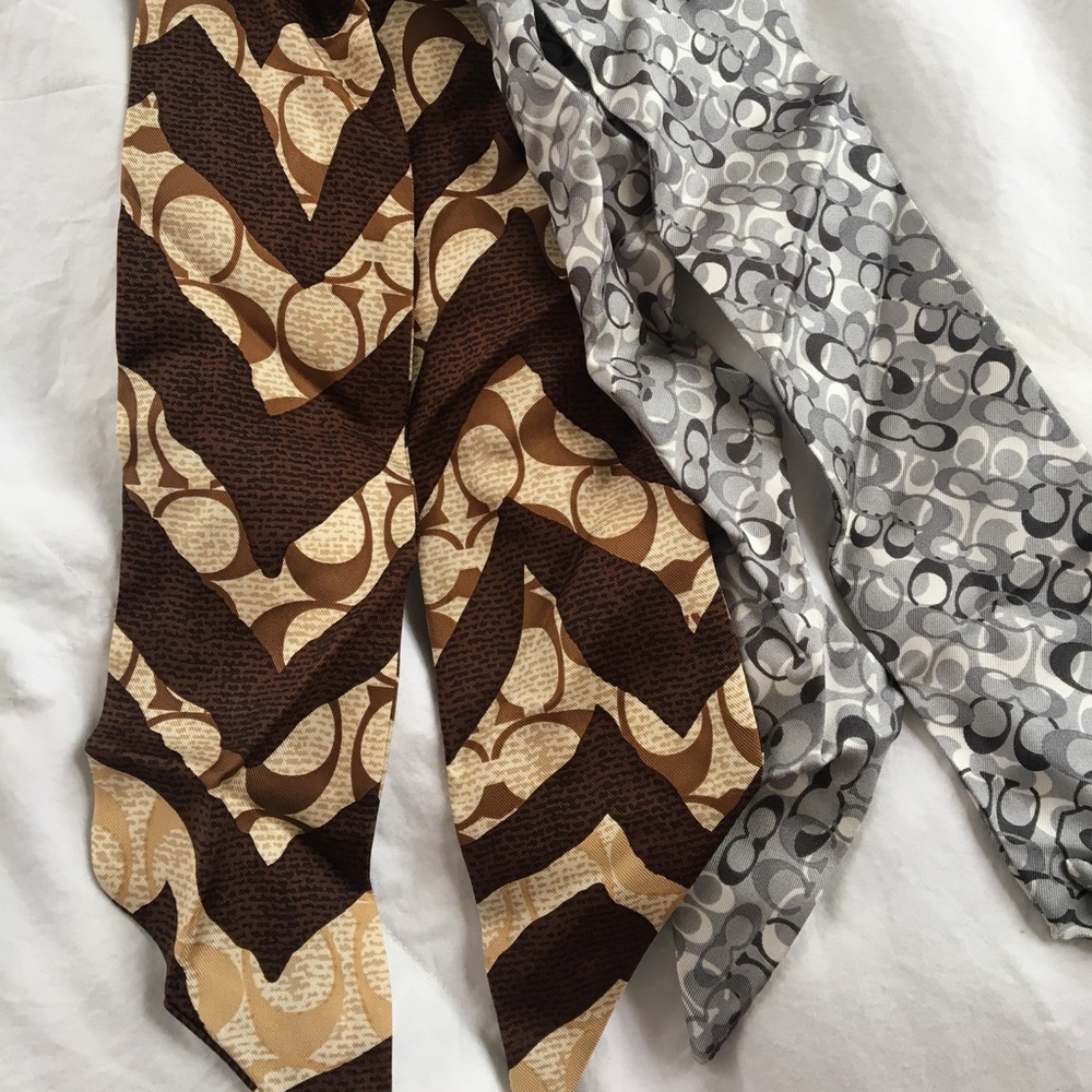 Two Coach Silk Scarves